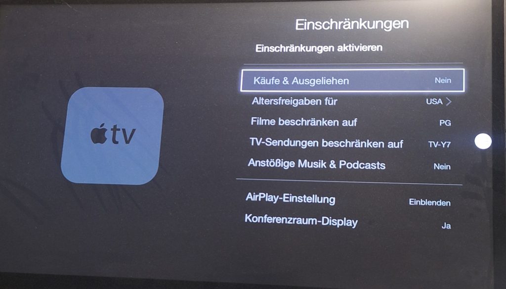 Apple TV 3. Generation: Einschränkungen setzen