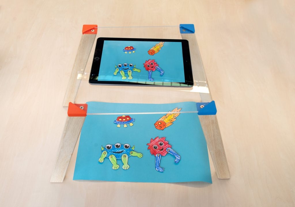Halterung für ein iPad zur Erstellung eines Legetrickfilms
